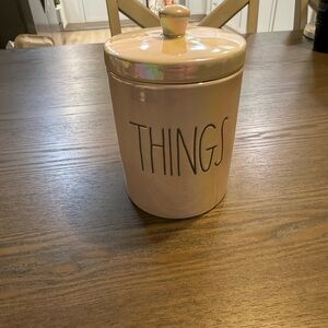 Rae Dunn Pink 'THINGS' Ceramic Canister with Iridescent Lid